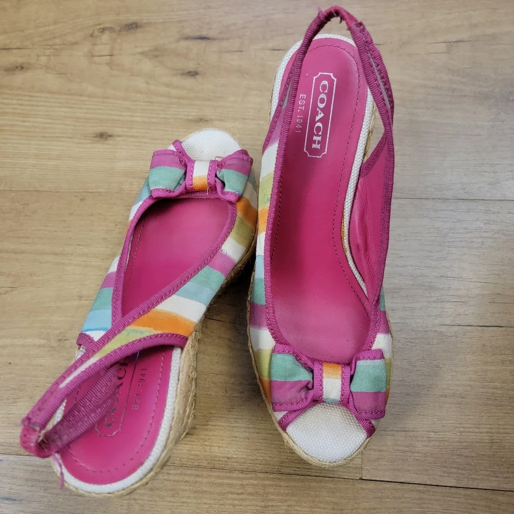 Coach Multicolor 'Grace' Espadrille Platform Wedges - Picture 5 of 12